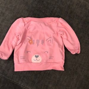 Girls pink cat long sleeve top/ light sweater